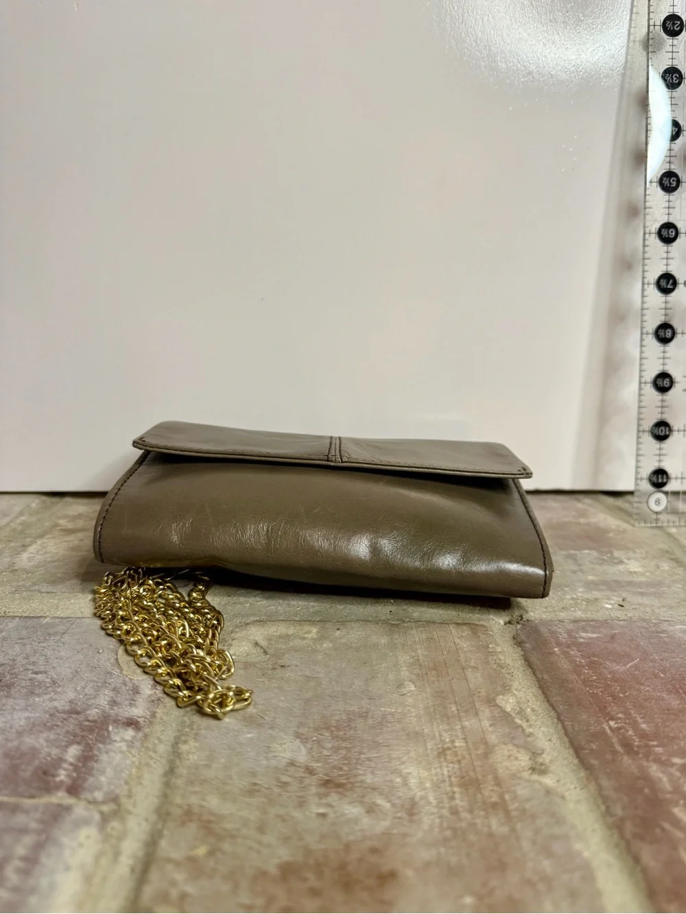 HOBO Jetty Leather Clutch/Crossbody – Shadow, Gold Chain — NWT